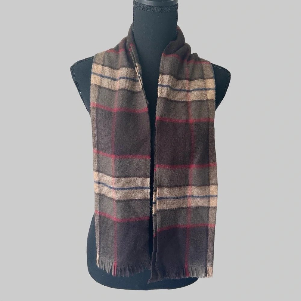 Vintage St Michael Pure Lambwool Plaid Scarf Made in West Germany